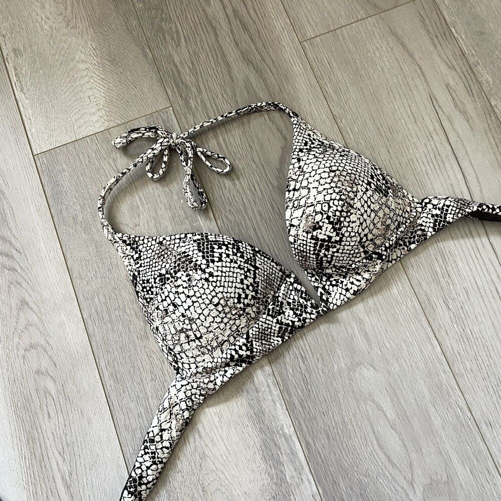 Calzedonia Bikini Top snakeskin halter push up womens White Brown (small) swim
